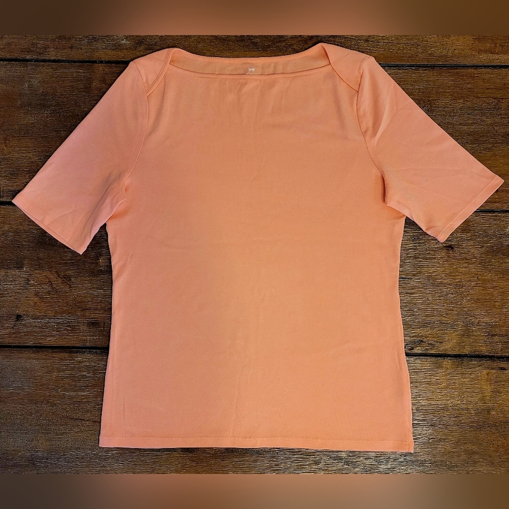 Talbots 100 Pima Cotton Bateau Neck Tee Size M